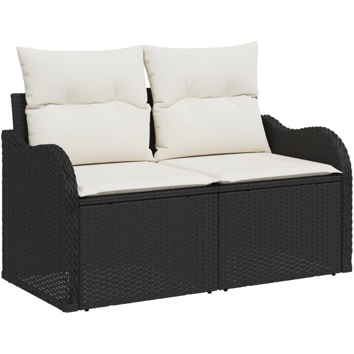 8-delad trädgårdsoffgrupp med kuddar svart poly-rattan vidaXL Stor – bild 4