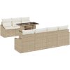 8-delad trädgårdsoffset med beige kuddar i poly rattan vidaXL 100 x 55 x 73 cm – miniatyr 2