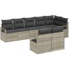 8-delad trädgårdsoffset med dynor ljusgrå Poly Rattan vidaXL Större – miniatyr 2