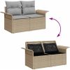 8-delad Trädgårdsoffset med Kuddar Beige Poly Rattan vidaXL Stor – miniatyr 12
