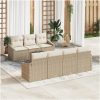 8-delad Trädgårdsoffset med Kuddar Beige Poly Rotting vidaXL 55 x 55 x 37 cm – miniatyr 1