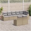 8-delad trädgårdsoffset med kuddar Beige Poly Rottning vidaXL 288.5 x 123.5 x 85 cm – miniatyr 1