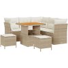 8-delad trädgårdsoffset med kuddar i beige poly rattan akacia vidaXL Medium – miniatyr 2