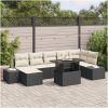 8-delad trädgårdsoffset med kuddar i svart poly rattan vidaXL 100 x 55 x 73 cm – miniatyr 1