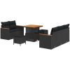 8-delad trädgårdsoffset med kuddar Svart Poly Rattan Akacia vidaXL Medium – miniatyr 2