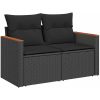 8-delad trädgårdsoffset med kuddar Svart Poly Rattan Akacia vidaXL Medium – miniatyr 4