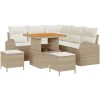 8-delad trädgårdsoffuppsättning med dynor Beige Poly Rattan Akacia vidaXL Stort – miniatyr 2