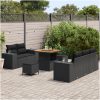 8-delad trädgårdsoffuppsättning med kuddar Svart Poly Rattan Akaciaträ vidaXL Medium – miniatyr 3