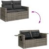 8-delad trädgårdssoffasats med kuddar - Grå Poly Rattan vidaXL Stor – miniatyr 12