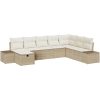 8-delad trädgårdssoffgrupp med beige kuddar i polyrotting vidaXL 319 x 209 x 85 cm – miniatyr 2