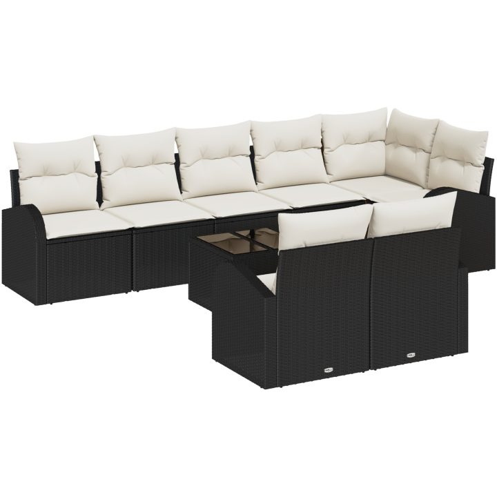 8-delad trädgårdssoffgrupp med kuddar i brun konstrotting vidaXL 289 x 124 x 85 cm – bild 2