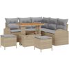 8-delad trädgårdssoffset med kuddar beige polyrotting akacia vidaXL Stor – miniatyr 2