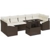 8-delad trädgårdssoffset med kuddar Brun Poly Rattan vidaXL 100 x 55 x 73 cm – miniatyr 2