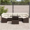 8-delad trädgårdssoffset med kuddar Brun Poly Rattan vidaXL 100 x 55 x 73 cm – miniatyr 3