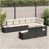 8-delad trädgårdssoffset med kuddar svart poly rattan vidaXL 184 x 62 x 85 cm – miniatyr 3