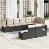 8-delad trädgårdssoffset med kuddar svart poly rattan vidaXL 184 x 62 x 85 cm – miniatyr 1