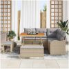 8-delade trädgårdsoff-set med kuddar Beige Poly Rattan Akacia vidaXL Stor – miniatyr 3