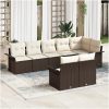 8-delade Trädgårdsoffaset med kuddar Brun Poly Rattan vidaXL 297,5 x 132,5 x 85 cm – miniatyr 1