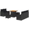 8-delade Trädgårdsoffs-set med kuddar Svart Poly Rattan Akacia vidaXL Medium – miniatyr 2