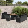 8-delade Trädgårdsoffs-set med kuddar Svart Poly Rattan Akacia vidaXL Medium – miniatyr 3