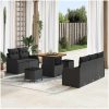 8-delade Trädgårdsoffs-set med kuddar Svart Poly Rattan Akacia vidaXL Medium – miniatyr 1