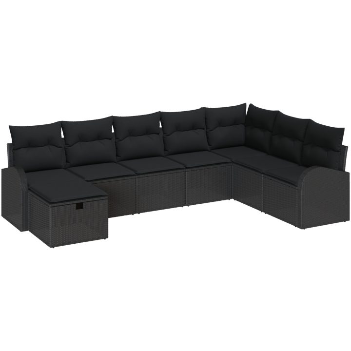 8-delade trädgårdsoffset med kuddar svart poly rattan vidaXL 289 x 179 x 85 cm – bild 2