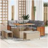 8-delade trädgårdssoffset med kuddar Beige Poly Rattan Akaciaträ vidaXL Stor – miniatyr 1