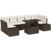 8-delar Soffset med Kuddar, Brun Poly Rattan vidaXL 100 x 55 x 73 cm – miniatyr 2
