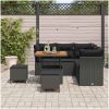 8 Delar Trädgård Soff Set med Kuddar Svart Poly Rattan Akacia vidaXL Stor – miniatyr 3