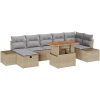 8 Delar Trädgårdsofa Set med Dynor Beige Poly Rattan vidaXL 55 x 55 x 37 cm – miniatyr 2