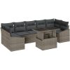 8 Delar Trädgårdsofa Set Med Kuddar Grå Poly Rattan vidaXL 100 x 55 x 73 cm – miniatyr 2