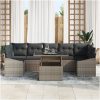 8 Delar Trädgårdsofa Set Med Kuddar Grå Poly Rattan vidaXL 100 x 55 x 73 cm – miniatyr 3