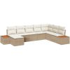8 Delar Trädgårdsoff-set med Kuddar Beige Poly Rottning Akacia vidaXL 319 x 209 x 69 cm – miniatyr 2