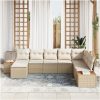 8 Delar Trädgårdsoff-set med Kuddar Beige Poly Rottning Akacia vidaXL 319 x 209 x 69 cm – miniatyr 3