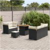 8 Delar Trädgårdsoff Set med kuddar Svart Poly Rattan Akacia vidaXL Medium – miniatyr 3