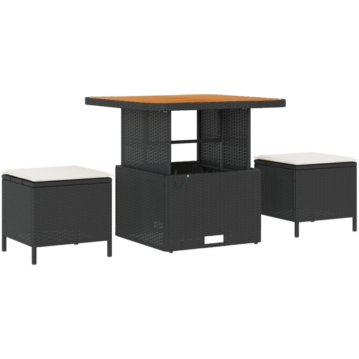 8 Delar Trädgårdsoff Set med kuddar Svart Poly Rattan Akacia vidaXL Medium – bild 6