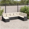 8 Delar Trädgårdsoff-set med kuddar Svart Poly Rattan vidaXL 289 x 179 x 85 cm – miniatyr 1