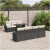 8 Delar Trädgårdsoff set med Kuddar Svart Poly Rattan vidaXL Stor – miniatyr 3