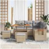8 Delar Trädgårdsoffa Set med Kuddar Beige Poly Rattan Akacia vidaXL Stor – miniatyr 3
