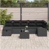 8 Delar Trädgårdsoffagrupp med Kuddar Svart Poly Rattan vidaXL 289 x 124 x 85 cm – miniatyr 3