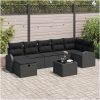 8 Delar Trädgårdsoffagrupp med Kuddar Svart Poly Rattan vidaXL 289 x 124 x 85 cm – miniatyr 1