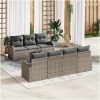 8 Delar Trädgårdsoffan Med Kuddar Grå Poly Rattan vidaXL 55 x 55 x 37 cm – miniatyr 1