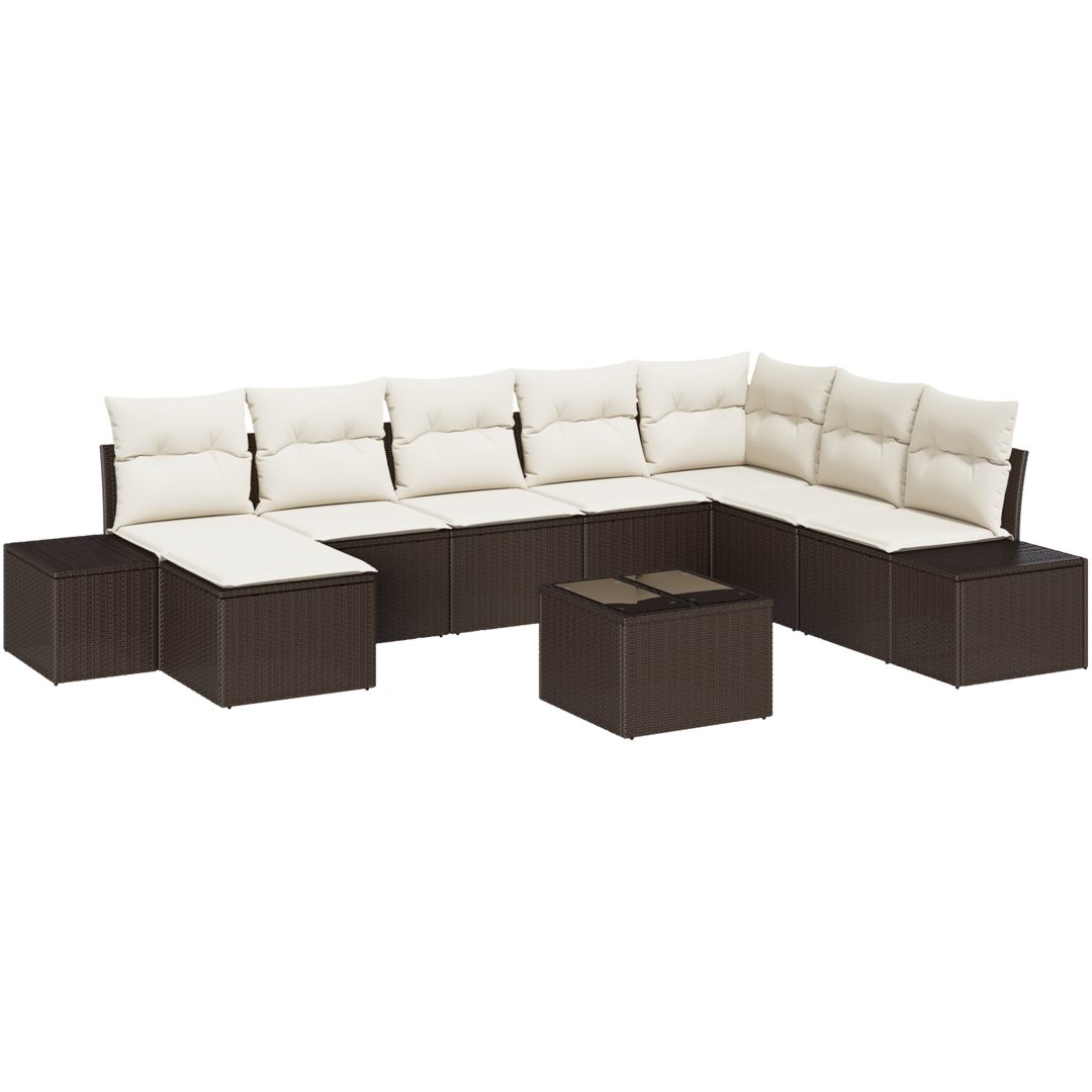 8 Delar Trädgårdsoffaset Med Grå Kuddar i Poly Rattan vidaXL 319 x 209 x 85 cm – bild 2