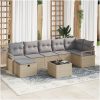 8 Delar Trädgårdsoffaset med Kuddar Beige Poly Rotting vidaXL Medium – miniatyr 1