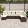 8 Delar Trädgårdsoffaset med Kuddar Brun Poly Rattan vidaXL L - Formad – miniatyr 3