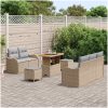 8 Delar Trädgårdsoffasett med Kuddar Beige Polyrotting Akacia vidaXL Medium – miniatyr 3