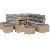 8 Delar Trädgårdsoffgrupp med Kuddar Beige Poly Rattan Akacia vidaXL Stor – miniatyr 2