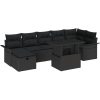 8-delar Trädgårdsoffor Set med Dynor Svart Poly Rattan vidaXL Stor – miniatyr 2