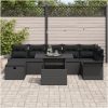 8-delar Trädgårdsoffor Set med Dynor Svart Poly Rattan vidaXL Stor – miniatyr 3