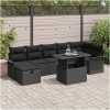 8-delar Trädgårdsoffor Set med Dynor Svart Poly Rattan vidaXL Stor – miniatyr 1
